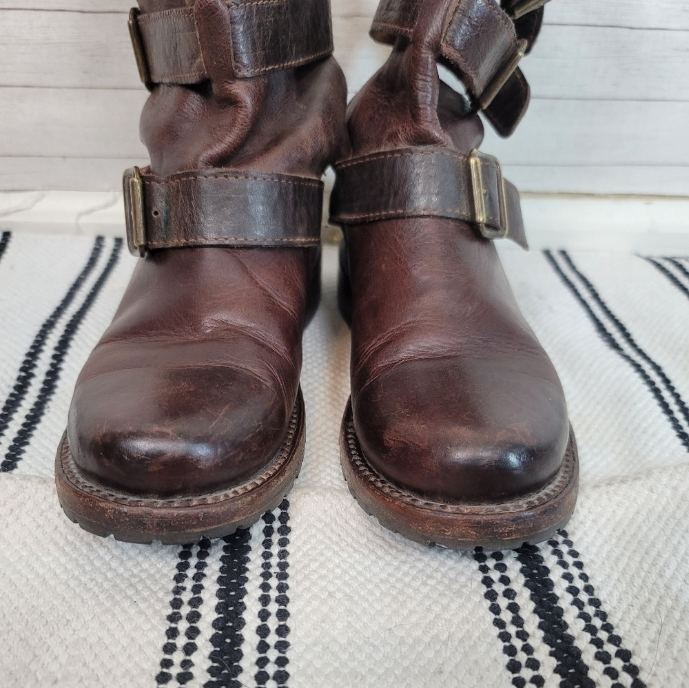 Freebird by Steven Tread Triple Buckle Moto Boots in Brown, Size 6 - Picture 5 of 14